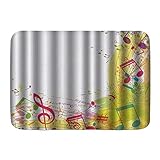 Fußmatten, lustige Musik Abstrakte Grunge-Musik Kunst mit Notizen Fröhlich Modern, Küchenboden Badteppich Matte Saugfähig Innen Badezimmer Dekor Fußmatte R