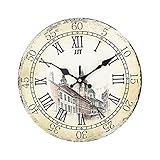 ACCSHINE Wanduhr 12-Zoll Uhr, Klassischer Baustil dekorative wanduhren Holz-rund wanduhr, ohne Tickgeräusche,geeignet für Wohnzimmer, Schlafzimmer, Küche,Kinderzimmer W