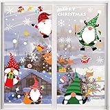 Weihnachten Fensterdeko Weihnachten DIY Statischer Aufkleber Weihnachtsmann Elch Glasfensterdekoration Fensteraufkleber Schneeflocke Wandaufkleber Art Deco Aufkleb