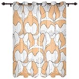 CUUGF Süß Tier Corgi Hund Verdunkelungsvorhang 2Er Set, Thermisch Verdunkelnder Vorhang Mit Ösen, Verdunkelung, Blickdichte Fenstervorhänge, Vorhänge Für Kinderzimmer, Schlafzimmer 200x160