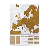 Rubbeln Sie Europa Karte - Rubbeln Sie Orte, die Sie bereisen! - Kartografische Details - 59,4cm (B) x 84,1 cm (H)