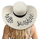 DRESHOW Strohhut für Damen, faltbar, UPF 50+, Z Hello Sunshine A beige, O