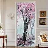XXXCH 3D Tür Tapete -Schöner Kirschbaum 80x200cm Türtapete selbstklebend TürPoster - Fototapete Türfolie Poster Tapete Meer Aufkleber DIY Selbstklebende Wandbild PVC Wasserdichte Tap