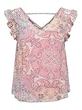 ONLY Damen ONLALLY Capsleeve Open Back WVN Top, Sugar Coral/AOP:Desert Paisley, M