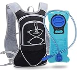 TEUEN Trinkrucksack mit Trinkblase 2L Klein Laufrucksack Joggen für Damen Herren, Leichter Laufen Rucksack 6L Fahrrad Rucksack mit Trinksystem für Trailrunning Jogging Marathon Wandern (schwarz2)