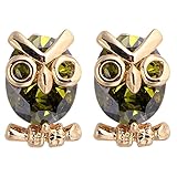 Yazilind Charming Gold ¨¹berzog ovales Gr¨¹n Cut Zirkonia Cute Owl Post zur¨¹ck Ohrstecker F