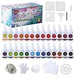 Ulikey DIY Tie-Dye Kit, 26 Färbe Teilig Tie-Dye Set, Stoff Textil Farben Hemd Stoff Farbe Tulpen-Färbe-Set Ungiftige DIY Kleidung Graffiti Dye für Partys, DIY-Projekte und Partyak