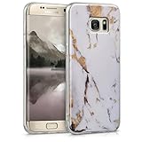 kwmobile Hülle kompatibel mit Samsung Galaxy S7 Edge - Handyhülle Silikon Case - Marmor Weiß G