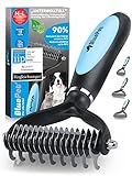 Bluepet® UnterwollToll Hundebürste & Katzenbürste für langhaar | Unterwollkamm entfernt Unterwolle & Verfilzungen | Massageffekt & Deckhaarschutz | Fellbürste Größe M-L