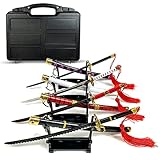 One Piece Schwert – Roronoa Zorro Set aus 4 Katanas mit Koffer, Samuraikatana Brieföffner mit Scheide & Ständer, Miniaturschwert, Animeschwert Sammlung, Geschenkset für Fans & S