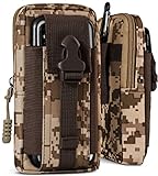 ONEFLOW Survival Case für alle CAT Handys - Gürteltasche aus Nylon, Handytasche mit Karabiner, Handy Gürtel Tasche Outdoor Handyhülle, Braun Camouflag