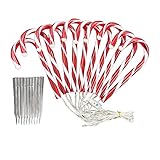 MARSPOWER Weihnachten Candy Cane Lights Flackernde Candy Cane Pathway Marker Wasserdicht Gelistet Weihnachtslicht Dekor Licht - Rot Schwarz 1 bis 10
