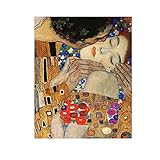 XXCCHH Gustav Klimt Poster Klassische Kuss Bedeutung Leinwand Wandkunst Vintage Malerei Und Drucke Abstrakte Bilder Moderne Wohnzimmer Dekor 50x70cm Kein R