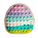 LISSHOW Pop it Fidget Toy Schultertasche,Push Bubble sensorische Spielzeugtasche,Silikon Squeeze Toy Umhängetasche Mode Regenbogen Rucksack,Stressabbauendes Anti-Angst-Spielzeug Handtasche fü
