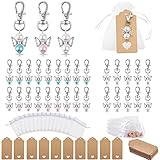 32 STÜCKE Schutzengel Anhänger,Mini Winkel mit Stern Anhänger Schlüsselanhänger Glücks Gastgeschenke Hochzeit Taufe Mädchen Schutzengel mit Organza Säckchen + kardieren Dankeschön (A)