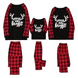 Weihnachten Familie Schlafanzug Weihnachten Pyjama Set Langarm Zweiteiliger Set Christmas Sleepwear Nachtwäsche für F