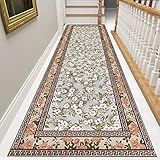 Teppich Wohnzimmer Grau Kinderzimmer Carpet Orientalischer Blumenteppich für Bauernhaus Wohnzimmer, 7ft/ 10ft/ 13ft/ 16ft/ 20ft Lange Weiche Gewebte Matte, Rutschfester 6mm Dünner Teppich mit Niedrig