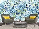Fototapete 3D Effekt Tapete Aquarellblaue Hortensie Tapeten Vliestapete Wandbilder Wohnzimmer S