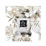 ZNYB Bilder Kunstdrucke Auf Leinwand Mode Poster Parfüm Flasche Leinwanddruck Pfingstrose Blume Wandmalerei Marmorierung Wandkunst Bild Vogue Poster Mädchen Schlafzimmer Dek