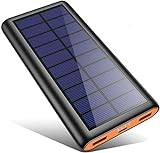 Solar Powerbank 26800mAh, HETP -Orange Neuestes Solarladegerät Externer Akku Tragbares Ladegerät Akkupack mit 2 Ausgängen Hohe Kapazitat Power Bank Backup Kompatibel mit Smartphones, Tab
