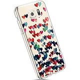 Ysimee Hülle kompatibel mit Samsung Galaxy S6 Edge Handyhülle, Transparent Weiche Silikon Schutzhülle Muster Blumen [Crystal Klar] TPU Bumper Dünne Stoßfeste Protective Hülle, Buntes H