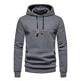 Herren Pullover Hoodie Sweatshirts - Langarm Kordelzug Plaid Jacquard Pullover Kapuzen-Sweatshirt S-2XL, dunkelgrau, L