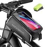 ROCKBROS Fahrrad Rahmentasche Wasserdicht Lenkertasche Oberrohrtasche Touchscreen für iPhone XR XS MAX X 8 7 6 Plus/Samsung Galaxy S10+ Note 9 / Huawei P30 Pro Smartphones bis zu 6.5 Z