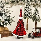 MELAG Weihnachten Weinflasche Abdeckung 3Pcs Weihnachtsschmuck Plaid Rock Set Wein Set Bierflasche Set Stehtisch Atmosphäre Arrang