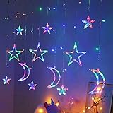 LED Lichterkette,Lichtervorhang Weihnachten Fenster,12 Sterne Lichterkette Sternenvorhang Warmweiß,Sterne Lichtervorhang aussen，Sterne Lichtervorhang,Sterne Vorhang Lichter，LED Lichterk