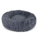 lionto by dibea DB00386 Hundebett rund Hundekissen Hundesofa Katzenbett Donut dunkelgrau 80 cm Ø, XXL, Dunkelgrau, 2.25 kg