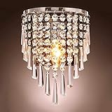 Lightess Kronleuchter Wand Kristall Wandlampe Moderne Wandleuchte Kristalllampe Kristall LED Wandleuchte Silber E14 für Wohnzimmer Schlafzimmer Flur Esszimmer Restaurant Hotel kü