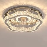 2022 New Romantic Crystal Finish Einstellbare große Lampe 20 Zoll rund Extravaganter Bauernhausventilator Decke Gold 3-Gang-Funktion Silent Fan Light Ideal für Wohnzimmer Flur Eingangsb