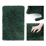 AmeliaHome Shaggy Teppich Hochflor 160x200 cm Kuschelteppich rutschfest rechteckig Karvag Dunkelgrü