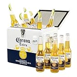 Corona Extra Coolbox - Kühltruhe mit 12 Flaschen internationales Premium Lagerbier, Geschenkpack, MEHRWEG Lager Bier Helles (12 x 0.355 l)