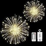 StillCool Feuerwerk Licht, 2 Stück 150 LED Hängend Lichterkette 8 Modi Wasserdicht Starburst Lichter mit Fernbedienung für Weihnachten Hochzeit Party Garten (Haken)