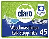 claro Kalk-Stopp Tabs 45 Stück - Kalkentferner für die Waschmaschine, Umweltfreundlicher Phosphatfreier Kalkentferner, 45 Tab