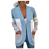 GOKOMO Damen Strickjacke Stricken Mantel Langarm Kombination Färbung Strickjacke Einfarbige Lose Modisch Herbst und Winter Strickwaren Strickjacke Pullover Mantel(M,Blau)