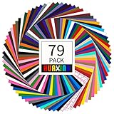 Vinylfolie Plotter, 79 PACK Permanentem Klebefolien, 30,5 x 30,5 cmSelbstklebendes Vinyl–Permanent selbstklebendem Vinyl Blatt Pack mit Klar Transfer Papier Für Cricut,Silhouette Cameo &, M