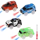 RosewineC Spielzeugauto Set ab 3 Jahren 4er Pack Set Auto Track Cars Spielzeug für Kinder Leuchten Spielzeugautos 5 LED-Blinklichtern Rennauto Leuchtender Elektrischer Eisenbahnwag