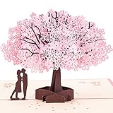Bajayvovo Pop-Up-Karte mit Kirschblütenmotiv, Geschenk zum Jahrestag, Valentinstag, Hochzeit, Dankeskarte, Geburtstagskarte, Blumenkarte, 3D-Pop-Up-Grußkarten für Sie, Ehemann, Freundin, F