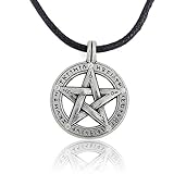 My Shape - Leder-Halsband mit Pentagramm-Anhänger / Amulett für Damen und H