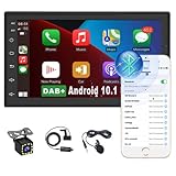 2 Din Bluetooth Autoradio mit DAB Navi Android 10,1 Freisprecheinrichtung Doppel Din mit Bildschirm RüCkfahrkamera Car Radio 7 Zoll 1080P Touchscreen DAB/GPS/FM/Bluetooth/USB/WiF