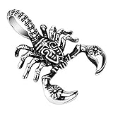 Bungsa Skorpion Halskettenanhänger Tribal Edelstahl Silber Massiv (Kettenanhänger Pendant Anhänger Charm Beads Chirurgenstahl Damen Herren Schmuck)