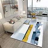 RUGMRZ Wohnzimmer Teppich Weiße zeitgenössische schmutzige rutschfeste, leicht, das Wohnzimmer zu reinigen Teppich Schlafzimmer Sanft Teppich auslegeware 80X200CM/2ft 7''X6ft 7''