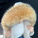 Gift_Source Faux Waschbär Kunstpelzbesatz für kaputze, Abnehmbar Flauschiger Kapuzenbesatz mit Kunstpelzkragen Pelzkragen Wärm Schal Schals Wickelstola Schalhalswärmer für Wintermantel Jacke Kap