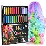 Thnkstaps Hair Chalk Comb 24 Stück Haarkreide für Mädchen Temporär Haarfarbe Kreide für Kinder Haarfärbemittel Haarkreide-Set auswaschbar für Karneval, Party, Weihnachten Hallow