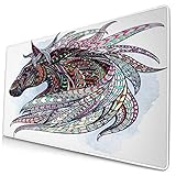 Nettes Mauspad ，Kopf des Pferdes auf dem Grunge,Rechteckiges rutschfestes Gummi-Mauspad für den Desktop, Gamer-Schreibtischmatte, 15,8 'x 29,5'