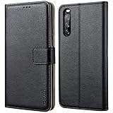 Peakally Kompatibel mit Sony Xperia 10 III Hülle, Leder Tasche Flip Case [Standfunktion] [Kartenfächern] PU-Leder Schutzhülle Brieftasche Handyhülle für Sony Xperia 10 III-Schw