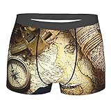 WSNWCY Herren-Slips，Alte Seekarten Alte Navigationswerkzeuge, Karten, Kompasse, Logbücher，Boxershorts ，Herren atmungsaktive Komfort Unterwäsche Größe XL