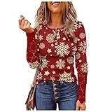 HHOP Weihnachten Damen Kurzarm elegant blusen Tunika elegant Sommerbluse Damen blusen Frauen Damen Pullover Sommerbluse Damen pulovers für Damen sexy sommerpulli Damen Damen Herbst Ob